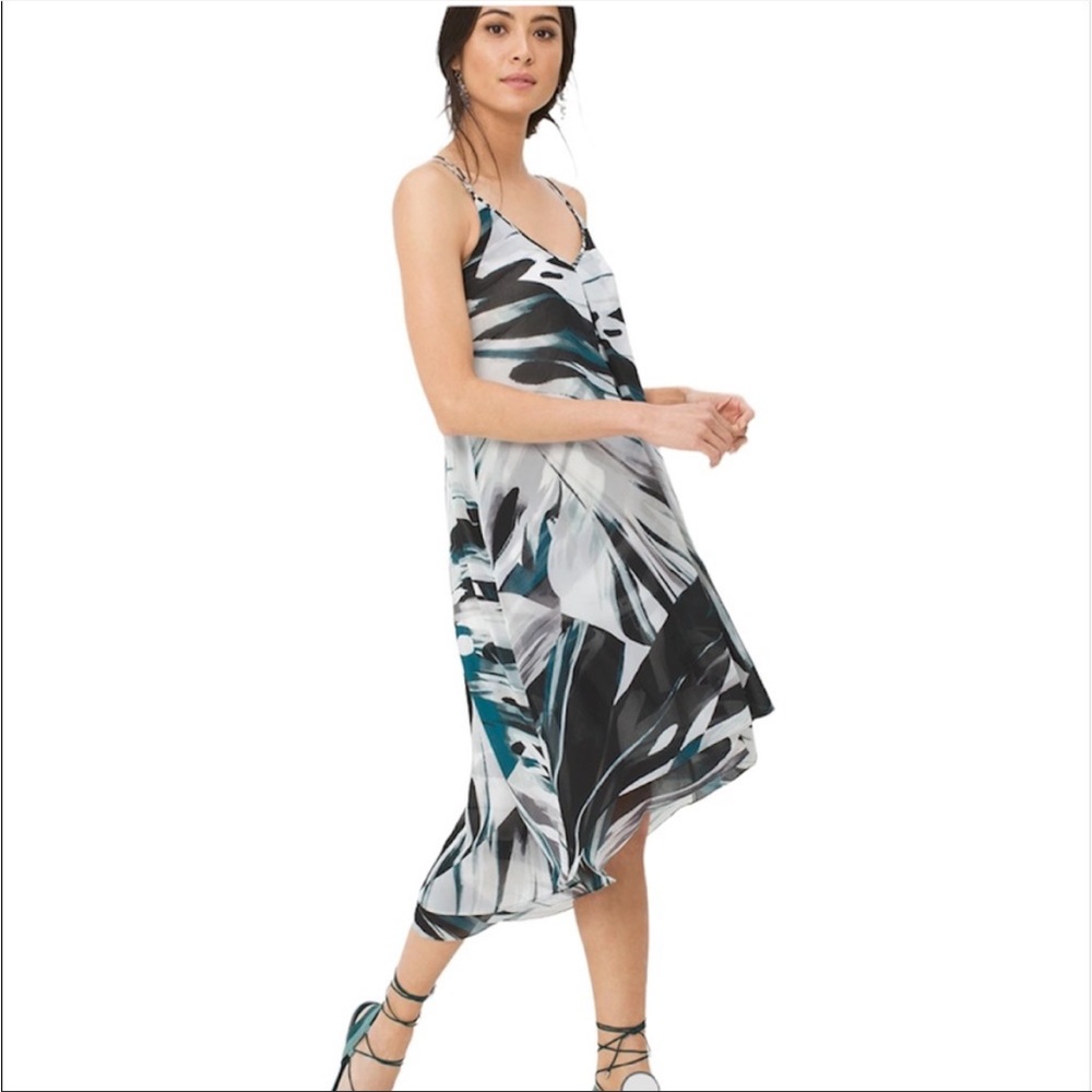 White House Black Market halter print trapeze dress